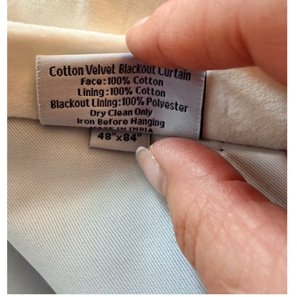 NWOT QUINCE Ivory Room Darkening Minimalist Luxe Cotton Velvet Curtain 48X84
